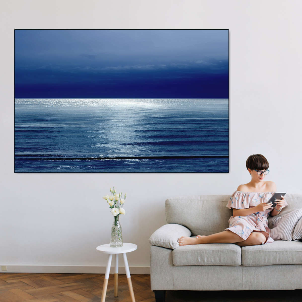Frendorf | Mondlicht Ozean Blau I Wandkunst