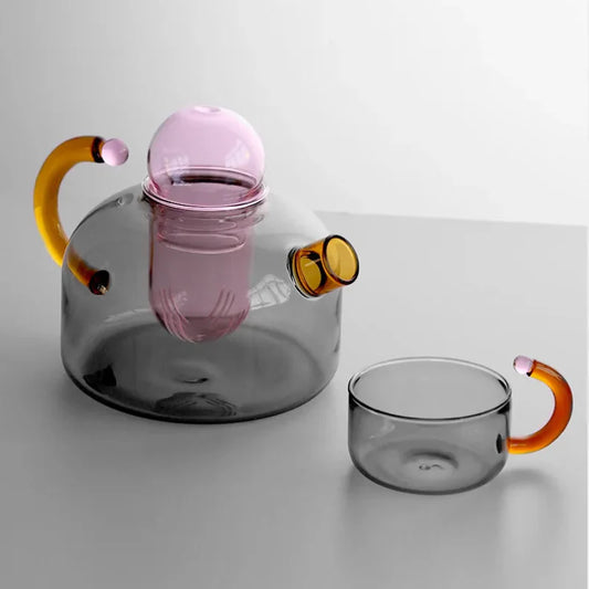 Farbe Bloom Glas Teekanne & Tassen Set