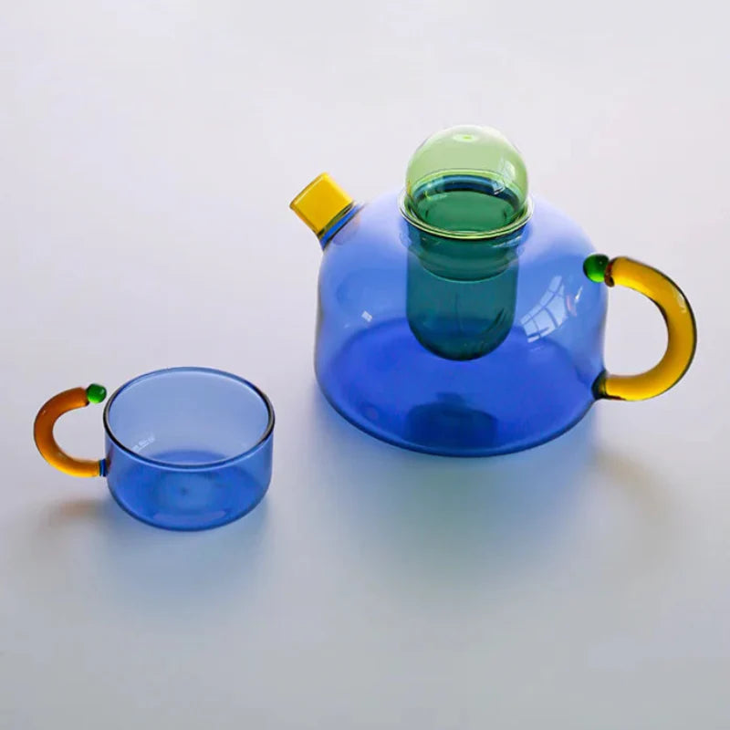 Farbe Bloom Glas Teekanne & Tassen Set