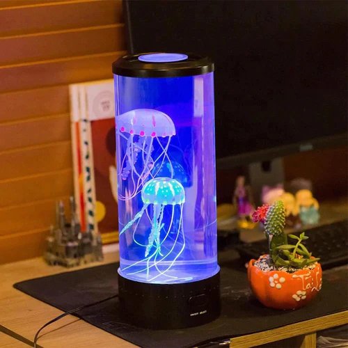 Frendorf | LumaJelly LED Quallenlampe | Farbwechsel Aquarium Tisch-Nachtlicht | Faszinierende Dekoration