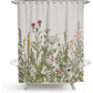 Bunter Floralprint Polyester Duschvorhang mit nordischem grünen Blattdesign