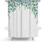 Bunter Floralprint Polyester Duschvorhang mit nordischem grünen Blattdesign