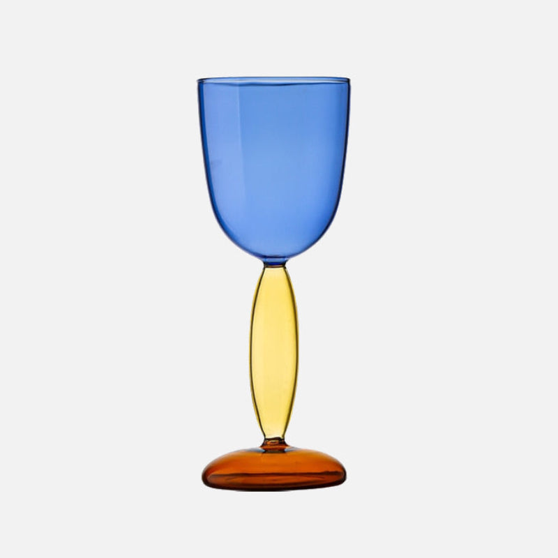 Kelch und Karaffe aus farbigem Glas von Phillips