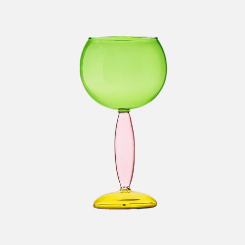 Kelch und Karaffe aus farbigem Glas von Phillips