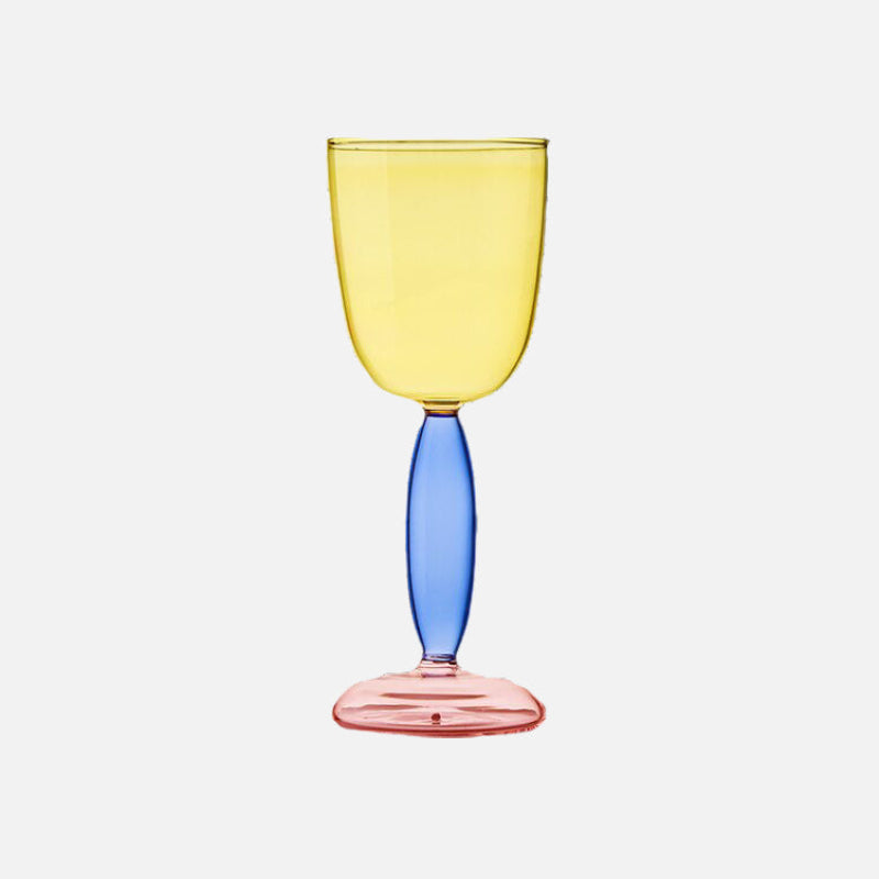 Kelch und Karaffe aus farbigem Glas von Phillips