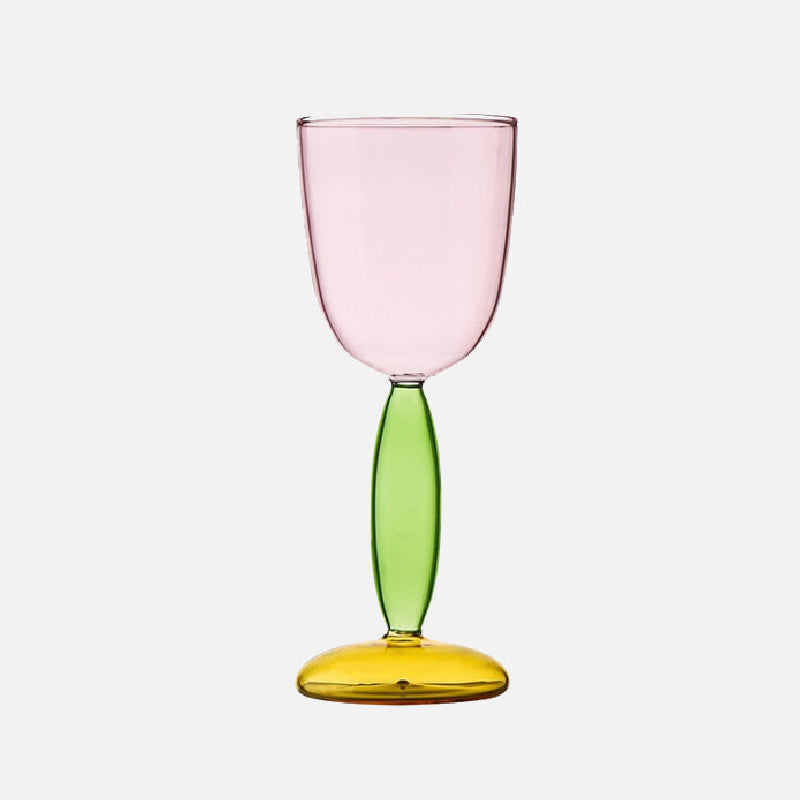 Kelch und Karaffe aus farbigem Glas von Phillips