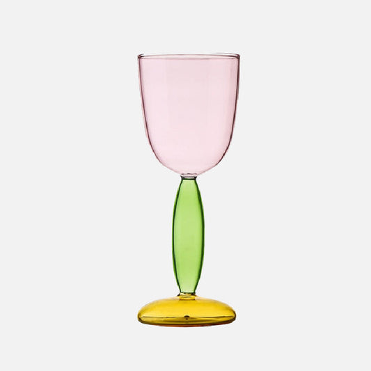 Kelch und Karaffe aus farbigem Glas von Phillips
