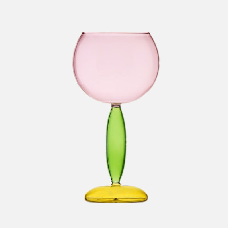 Kelch und Karaffe aus farbigem Glas von Phillips