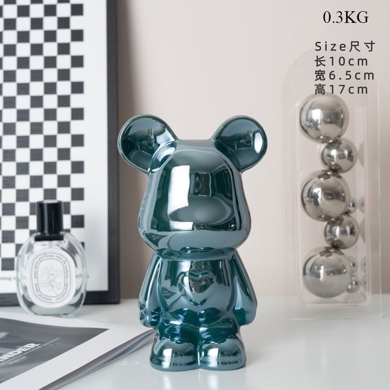 Bunte Keramikbären-Skulptur und Statue Sparschwein Schreibtischornament