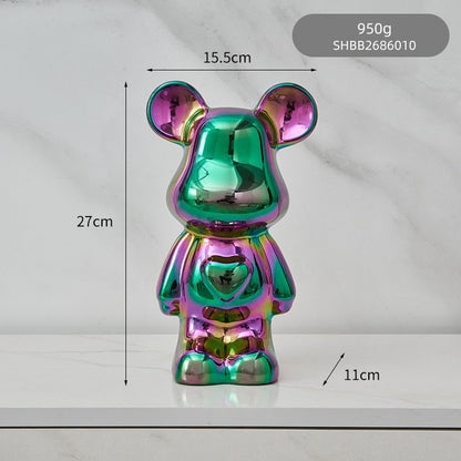 Bunte Keramikbären-Skulptur und Statue Sparschwein Schreibtischornament