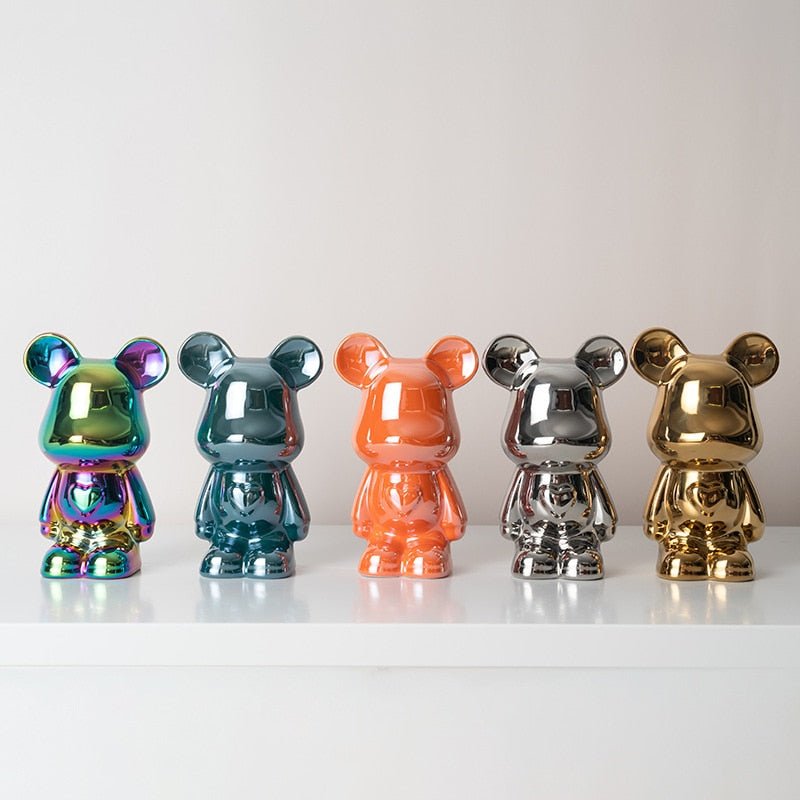 Bunte Keramikbären-Skulptur und Statue Sparschwein Schreibtischornament