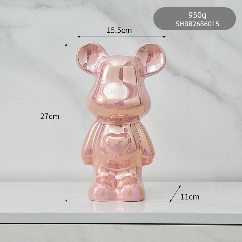 Bunte Keramikbären-Skulptur und Statue Sparschwein Schreibtischornament