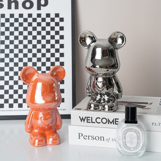 Bunte Keramikbären-Skulptur und Statue Sparschwein Schreibtischornament