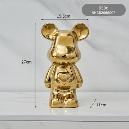 Bunte Keramikbären-Skulptur und Statue Sparschwein Schreibtischornament