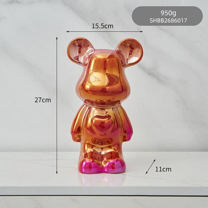 Bunte Keramikbären-Skulptur und Statue Sparschwein Schreibtischornament