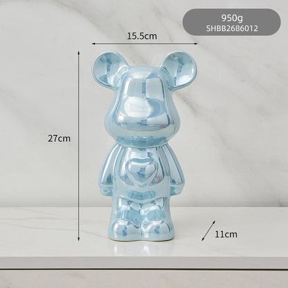 Bunte Keramikbären-Skulptur und Statue Sparschwein Schreibtischornament
