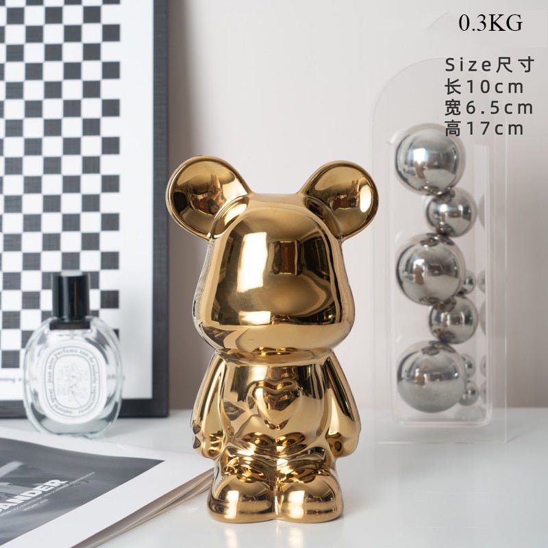 Bunte Keramikbären-Skulptur und Statue Sparschwein Schreibtischornament