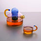 Kontrastierende Farbglas-Teekannen-Set – Stilvolles & hitzebeständiges Design