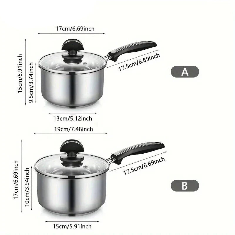 Kochtopf Saucepan Bratpfanne mit dickem Boden mit Glasdeckel