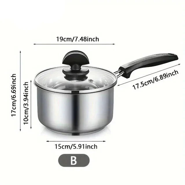 Kochtopf Saucepan Bratpfanne mit dickem Boden mit Glasdeckel