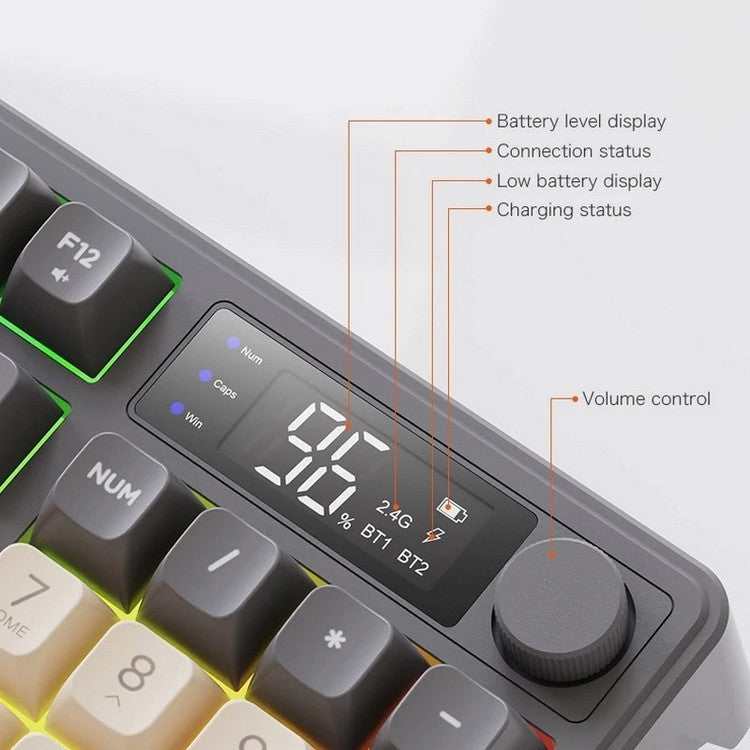Frendorf | Stille Mechanische Tastatur - Cooles Gaming Wireless Design mit Display