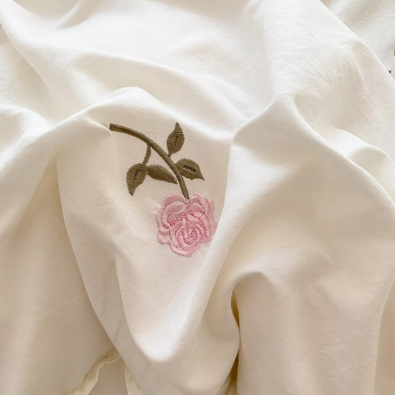 Coquette Roses Rüsch Bettbezug & Kissenbezug Set