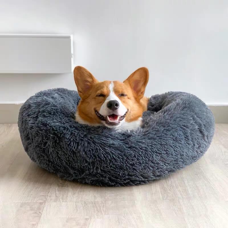 Runder Plüsch Beruhigender Donut Hundebett für kleine bis große Hunde