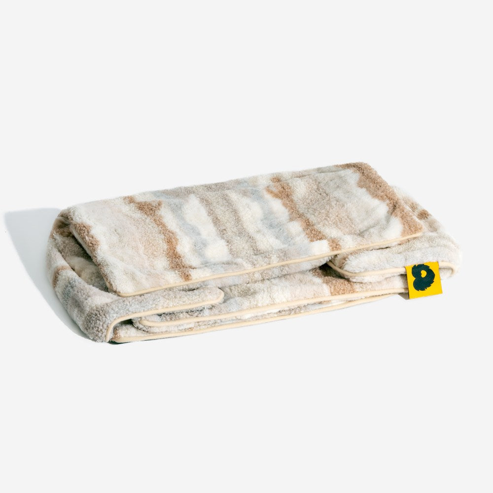 Bettdecke - Trendy gestreifte Kunstlammwolle doppellagiges Hunde- und Katzensofa-Bett