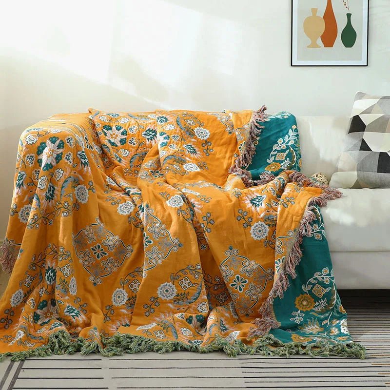 Frendorf | COZY LUXE COTTON BLANKET – Elegante Boho Jacquard Sofa Throw Blanket & Bedspread