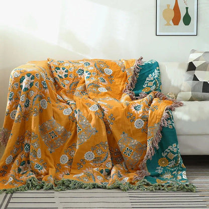 Frendorf | COZY LUXE COTTON BLANKET – Elegante Boho Jacquard Sofa Throw Blanket & Bedspread