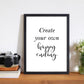 Erstellen Sie Ihre eigene Happy Ending gerahmte Typografie Wandkunst Druck