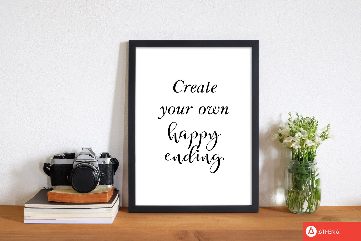 Erstellen Sie Ihre eigene Happy Ending gerahmte Typografie Wandkunst Druck