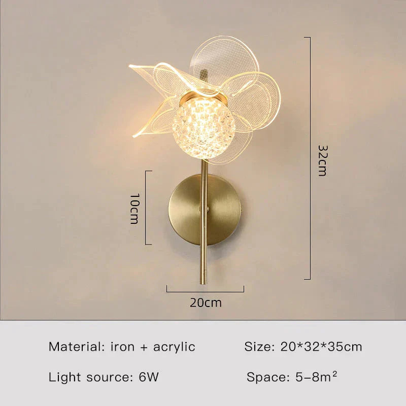 Elegante Goldblume LED-Wandleuchte für moderne Schlafzimmer