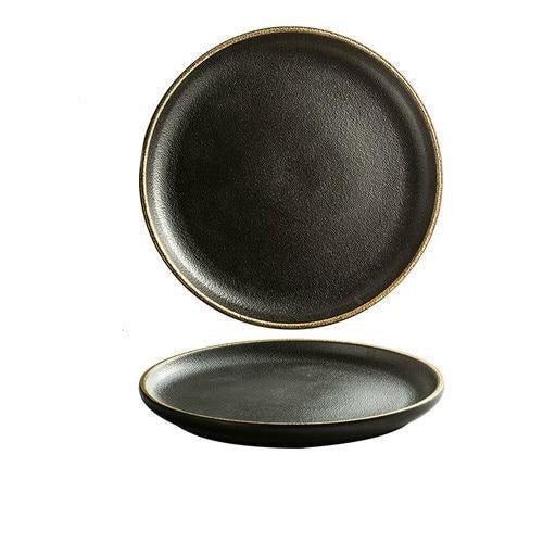 Frendorf | Kreativ Frosted Black Western Platte Einfache Mode Keramikplatte