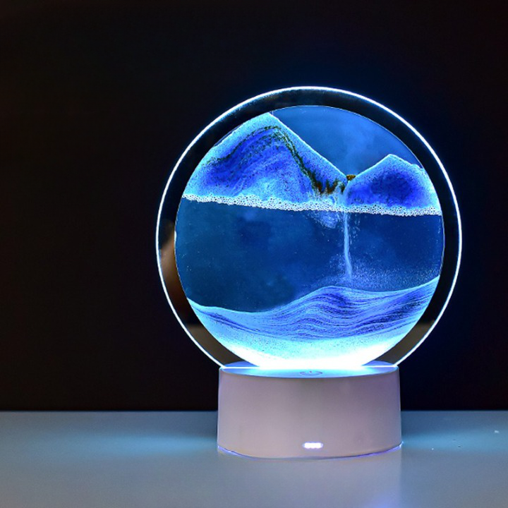 Frendorf | LumenFlow Quicksand 3D USB Tischlampe | Nachtlicht mit Touch-Schalter | 7 Farben