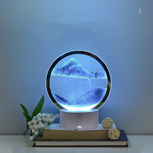 Quicksand Nachtlicht 3D USB Tisch Sand Art Lampe mit Touch Schalter 7 Farben
