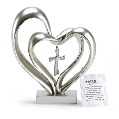 Frendorf | EternalBond Herz-Kreuz Tischdekoration | Symbolische Deko für Hochzeit & Zuhause | In Braun & Silber erhältlich