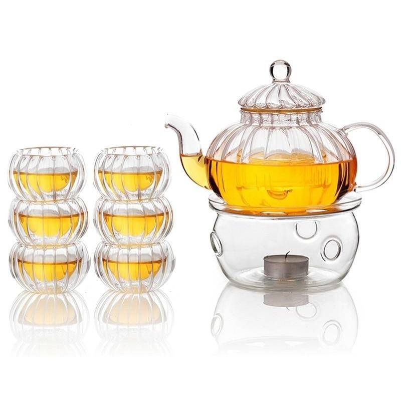 Kristallklar Glas Teekannen Set