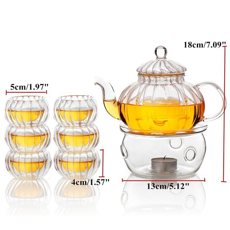 Kristallklar Glas Teekannen Set