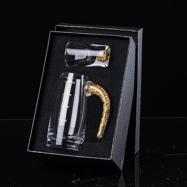 Kristall Likör Spirituosen Schnapsglas Box Gold Dickboden Weingläser