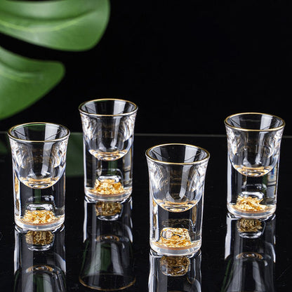 Kristall Likör Spirituosen Schnapsglas Box Gold Dickboden Weingläser