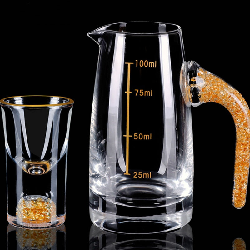 Kristall Likör Spirituosen Schnapsglas Box Gold Dickboden Weingläser
