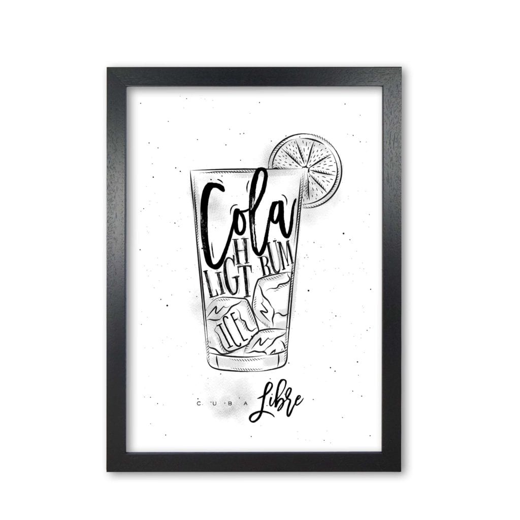 Cuba Libre Cocktail Moderne Druck, Gerahmte Küchen Wandkunst
