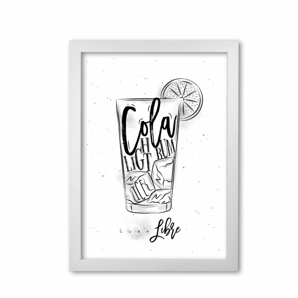 Cuba Libre Cocktail Moderne Druck, Gerahmte Küchen Wandkunst