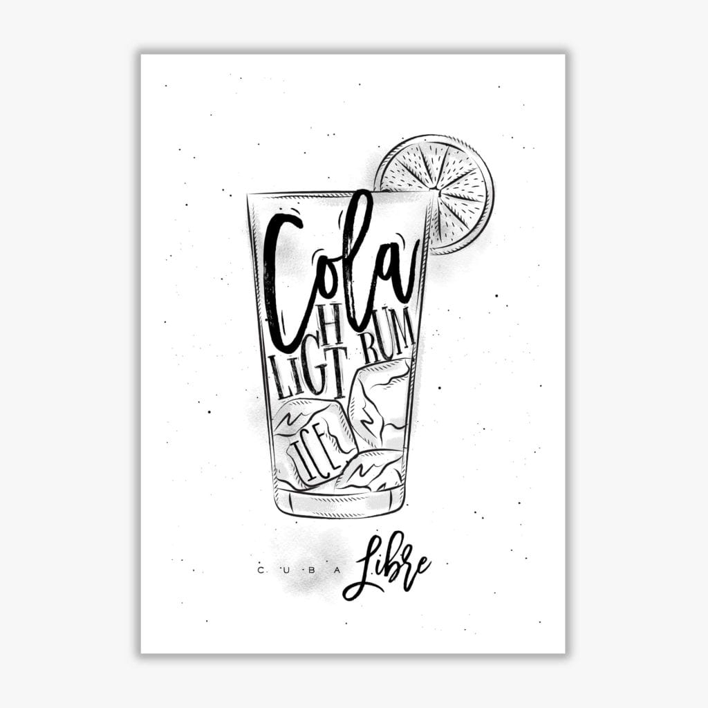 Cuba Libre Cocktail Moderne Druck, Gerahmte Küchen Wandkunst
