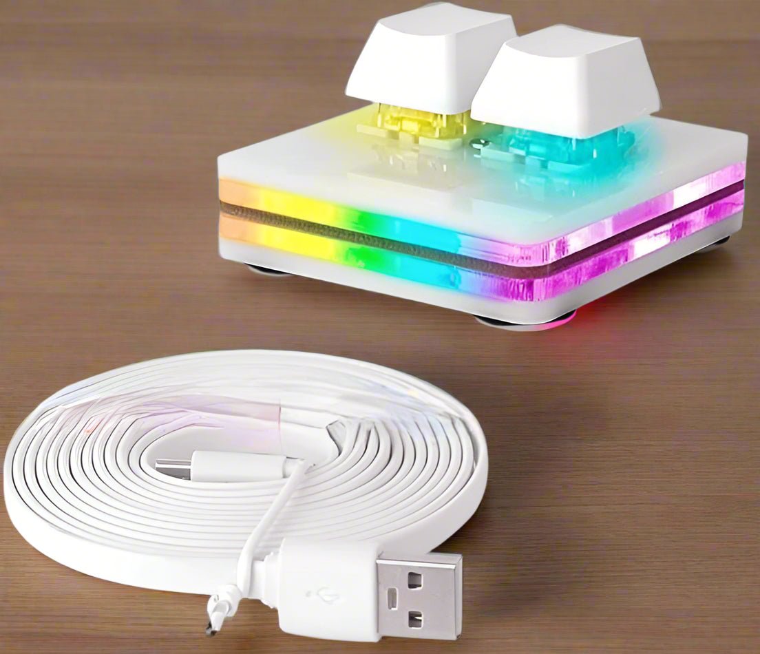 Frendorf | Benutzerdefinierte RGB Mini-Gaming-Tastatur – 2-Tasten-Makrotastatur zum Kopieren und Einfügen, Photoshop, CAD und Programmierung mit mechanischer Präzision und lebendiger LED-Beleuchtung