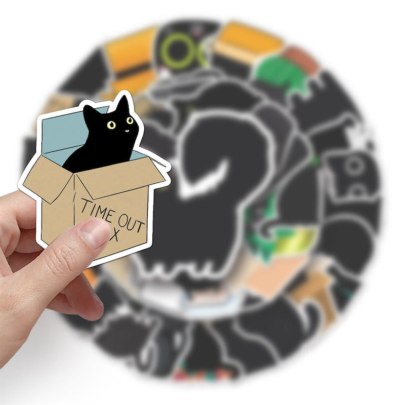 Niedlicher Schwarzer Katzen Aufkleberpack