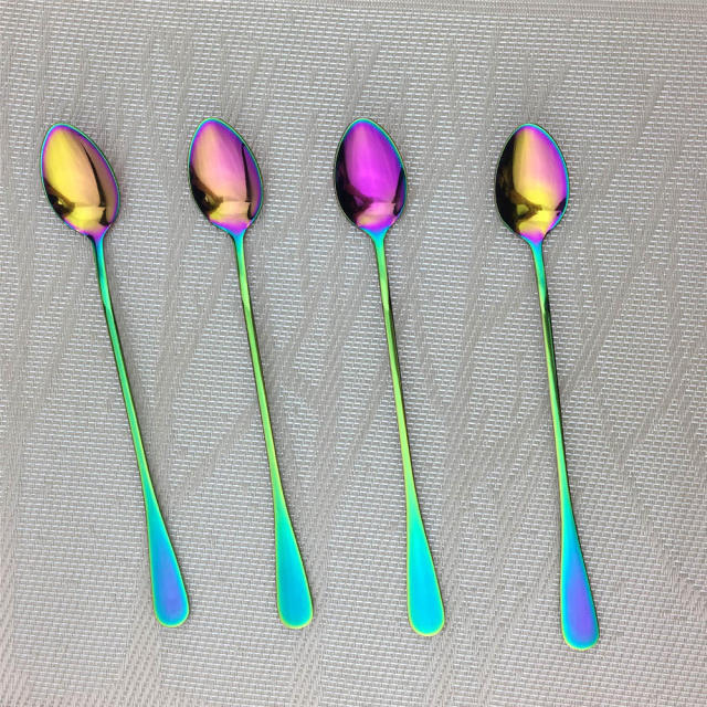 1-4 Stück Besteck Bunte Regenbogen Geschirr Set mit Langem Griff