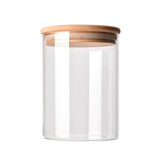 Frendorf | 200ml Zylinder Aufbewahrungsglas mit Bambusdeckel