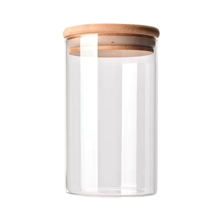 Frendorf | 300ml Zylinder Aufbewahrungsglas mit Bambusdeckel